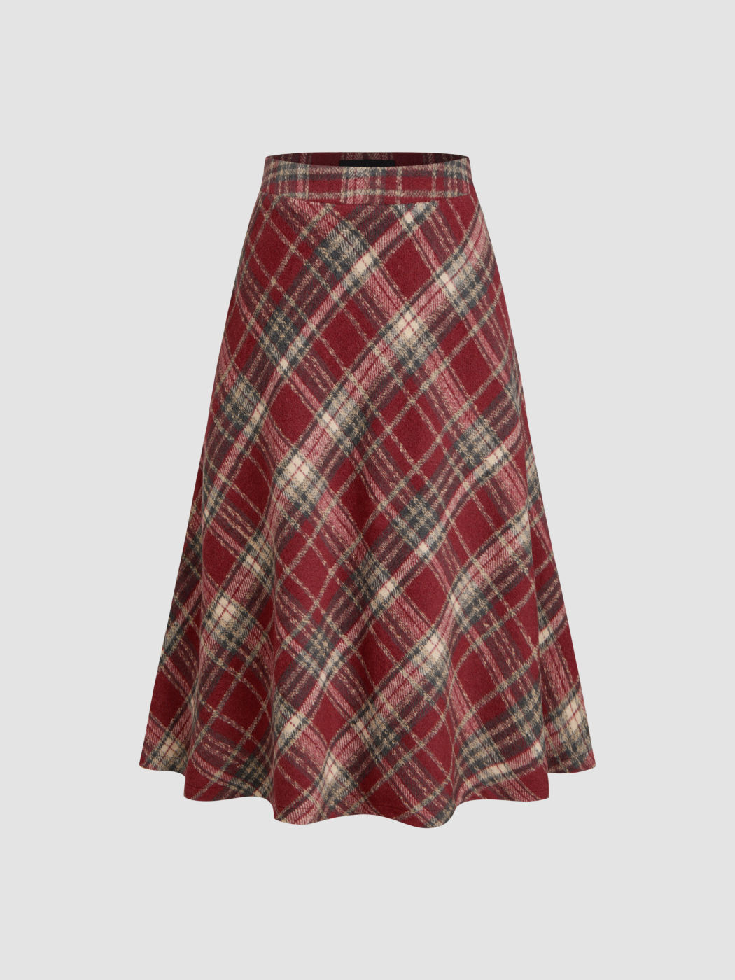 Wool-look Mid Rise Tartan Ruffle Hem Maxi Skirt