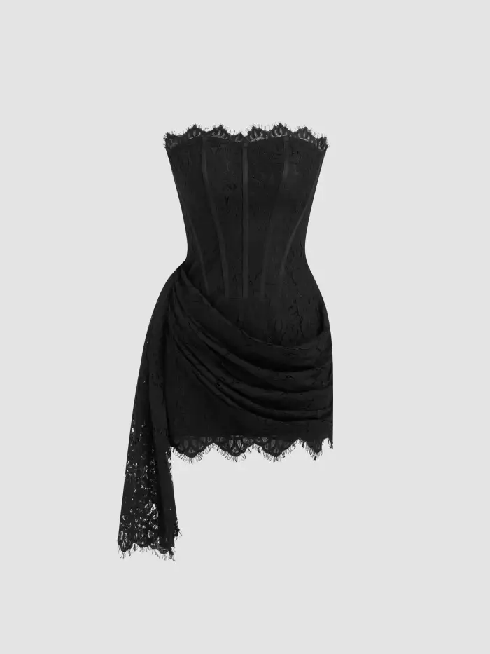 Party Dress For Party New Years Holiday Dress Valentine rush outfits  special occasion dresses Wuthering Romance Lace Lace Tube Tie Back Mini  Dress For Party/Clubbing