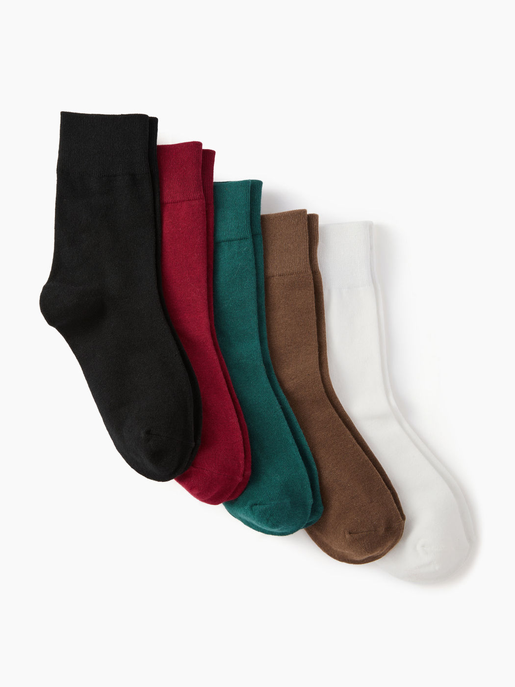 5 PAIRS SOLID CREW SOCKS