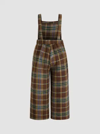 Tweed Plaid Pocket Tuta a gamba larga Curve & Plus