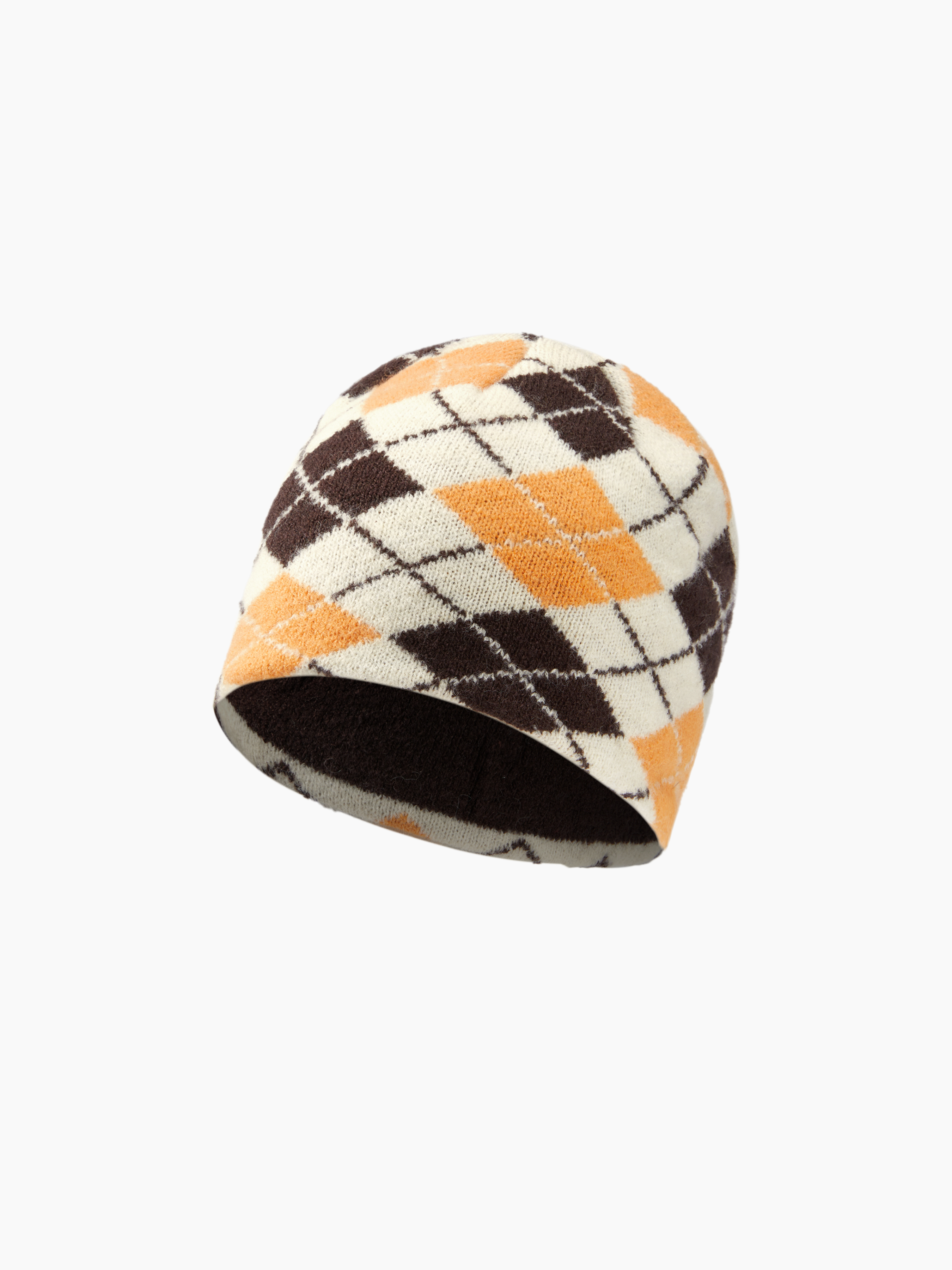ARGYLE KNITTED BEANIE HAT For School Daily Casual Coffee