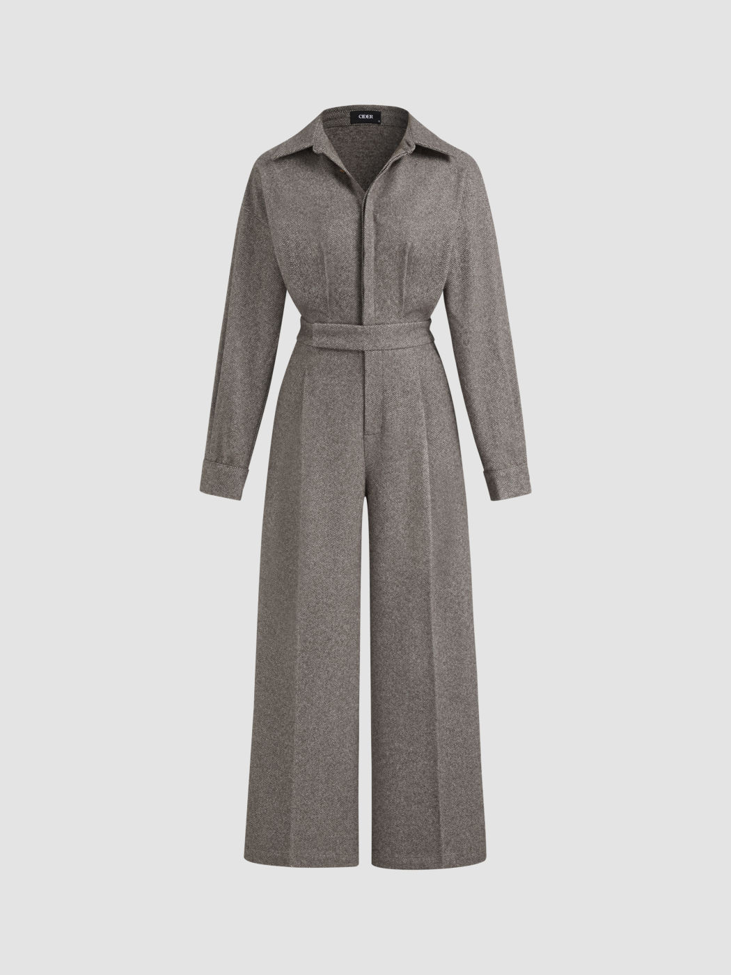 Collar Cinched Waist Jumpsuit