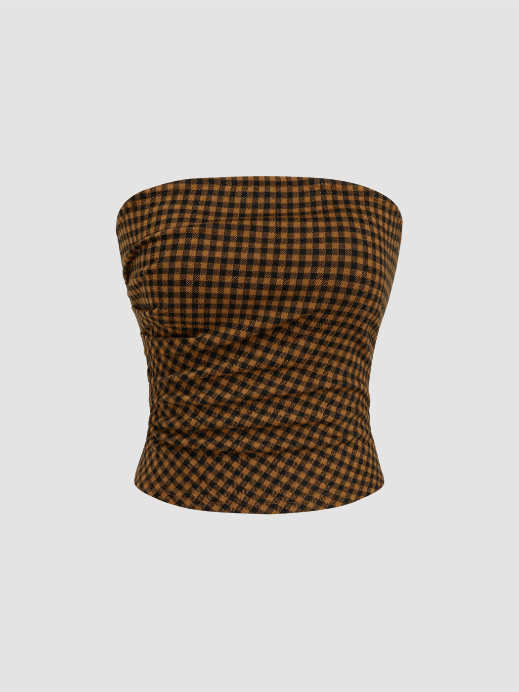 Gingham Shirred Crop Bandeau Top