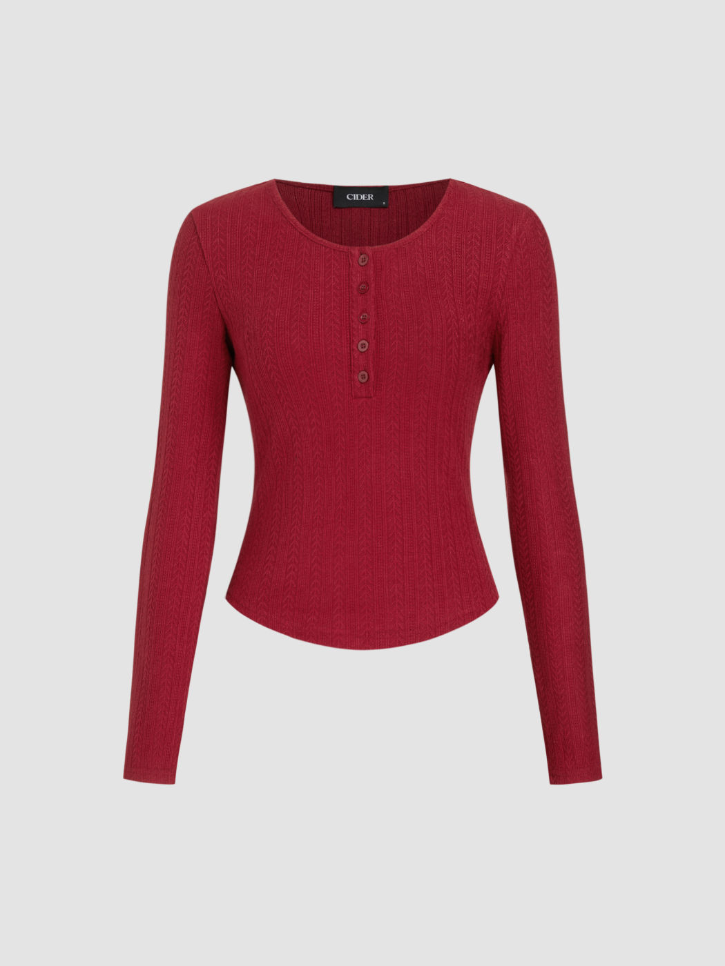 Round Neckline Texture Long Sleeve Top