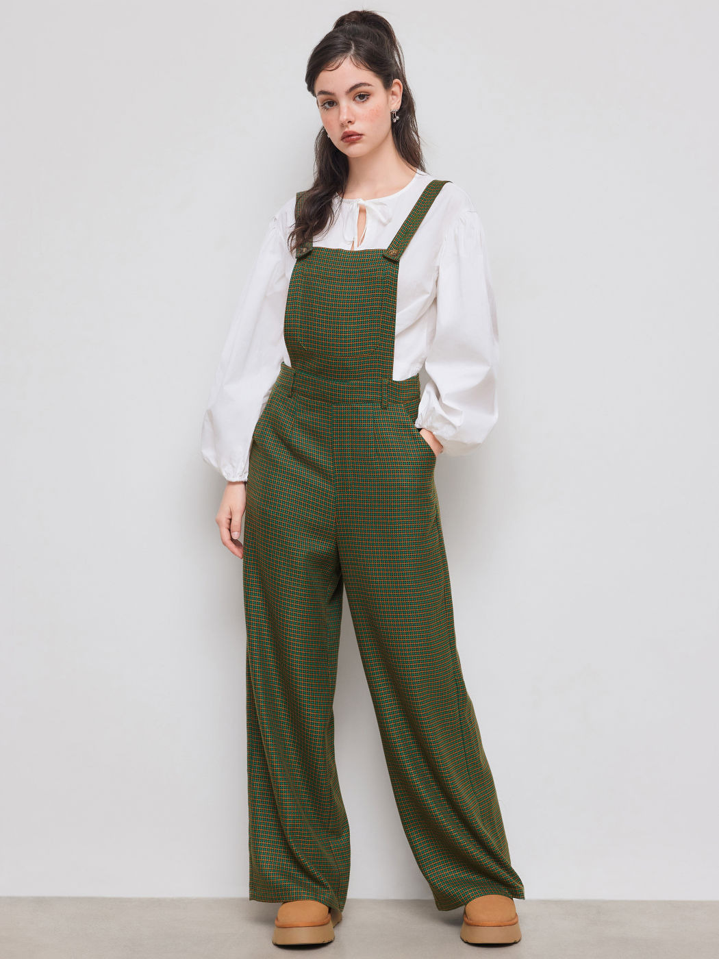 Hahnentritt Tasche Gerade Bein Overalls
