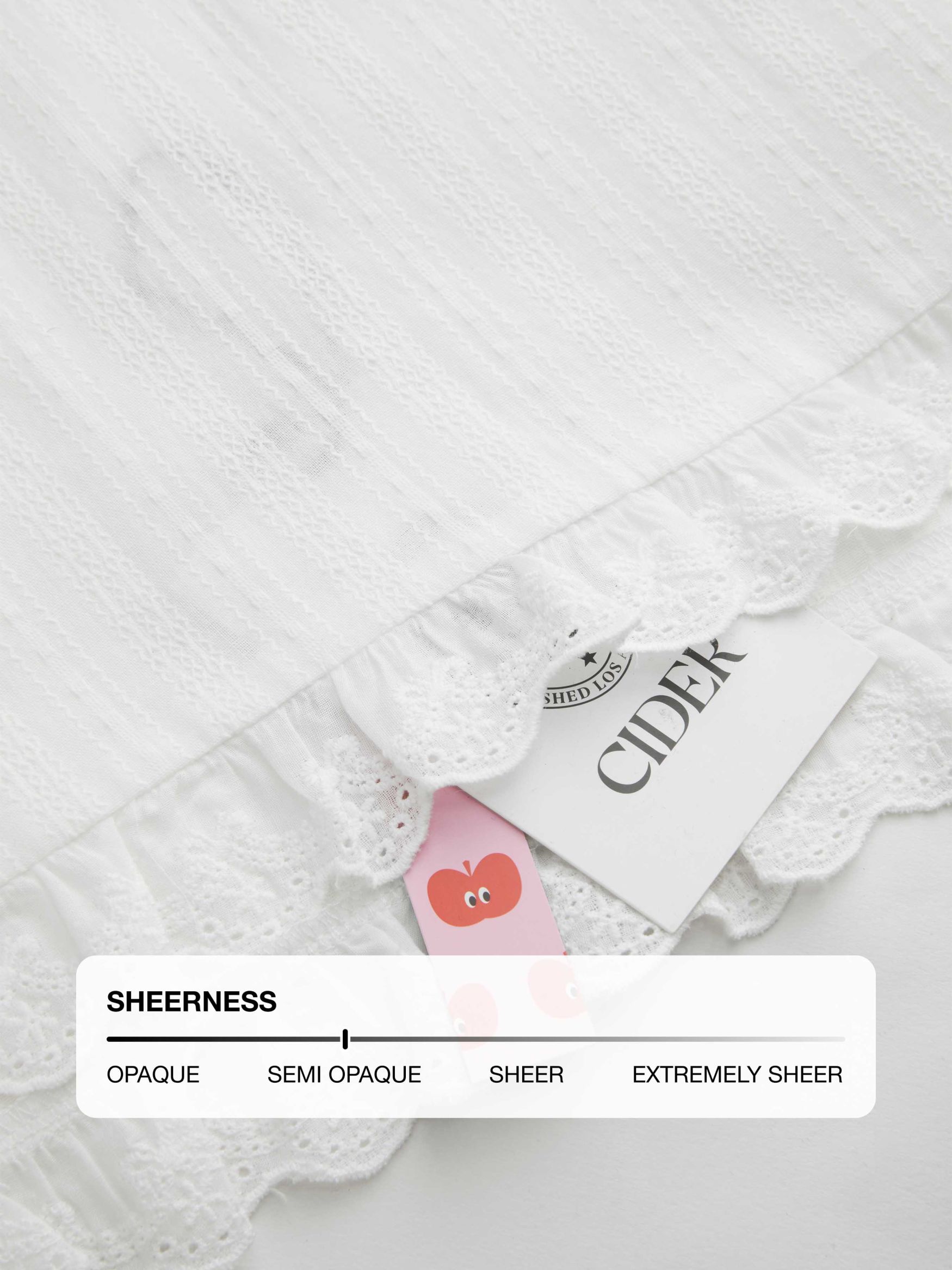 100% Recycled Cotton Square Neck Solid Ruffle Knotted Short Sleeve Blouse