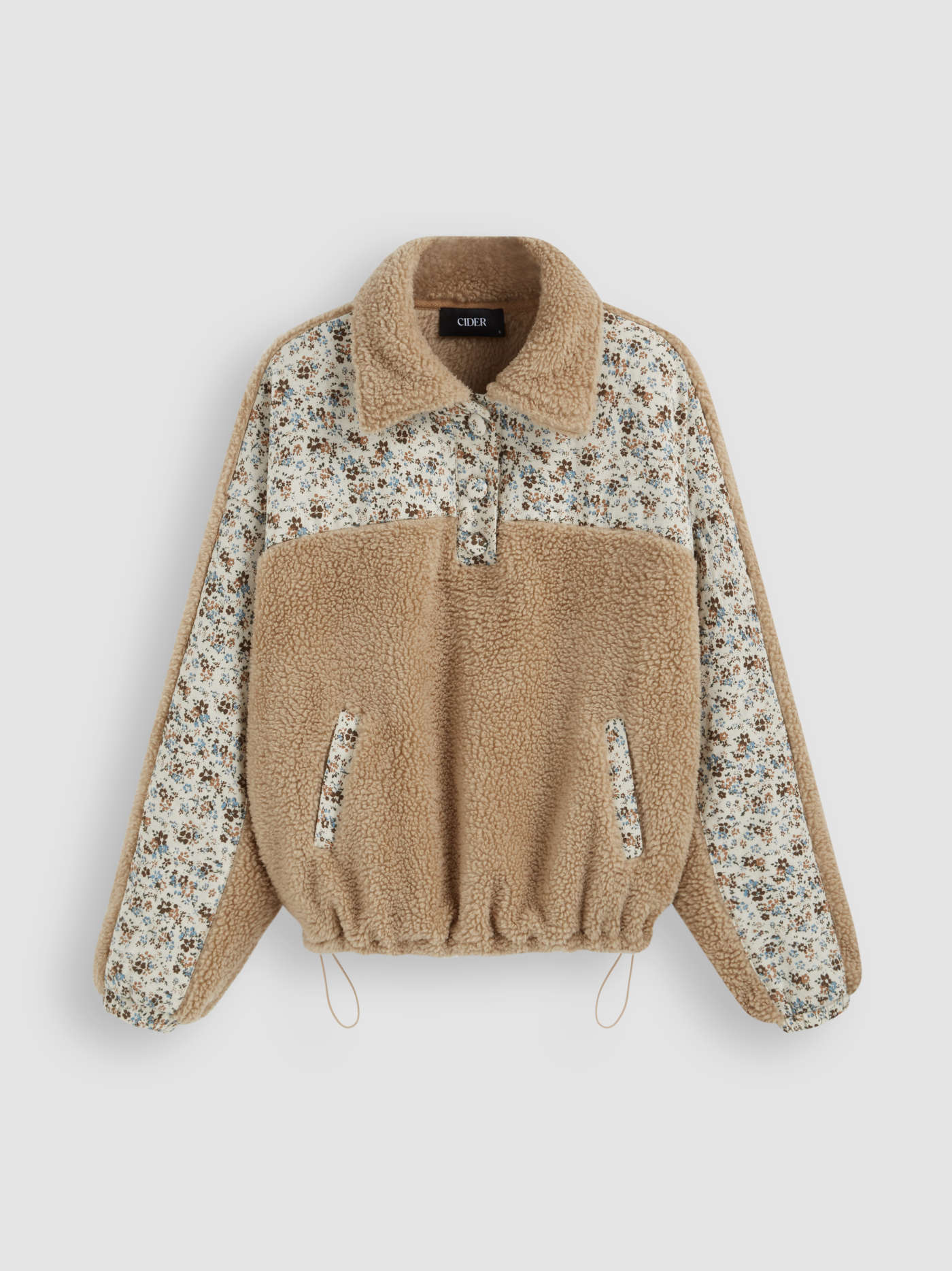 Fleece Floral Patched Oversized Sweatshirt