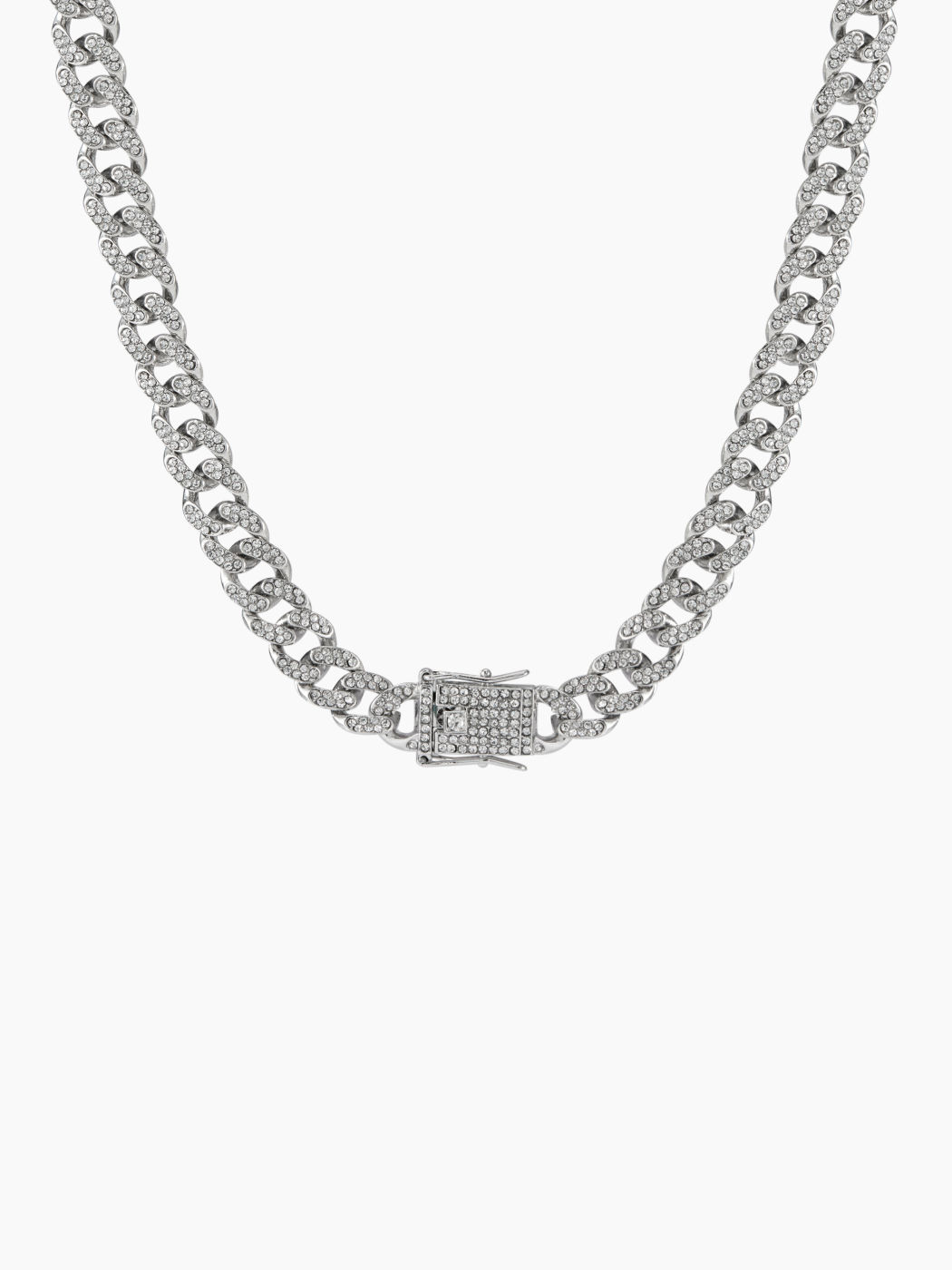 RHINESTONE CHUNKY CUBAN LINK CHAIN NECKLACE