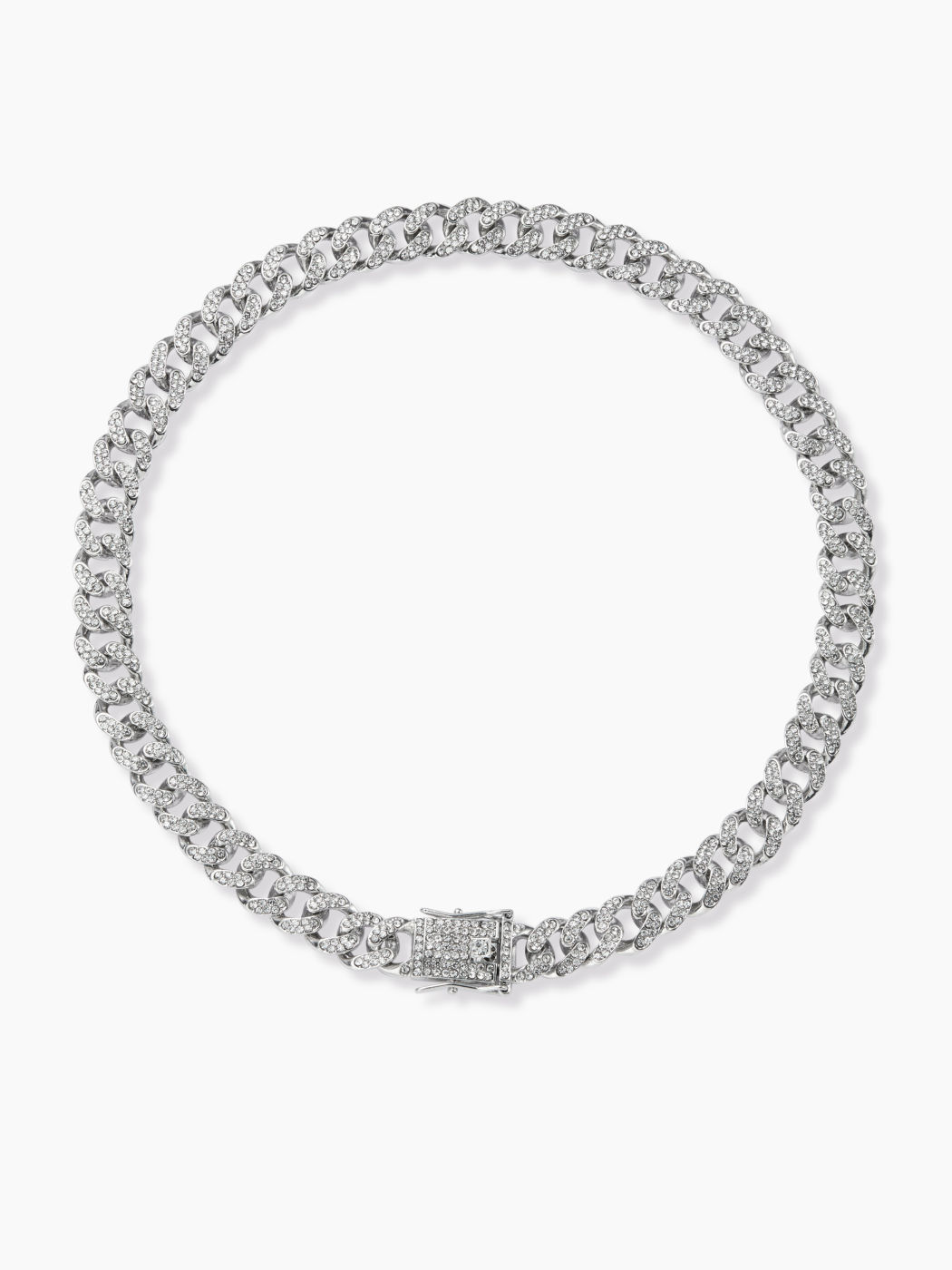 RHINESTONE CHUNKY CUBAN LINK CHAIN NECKLACE