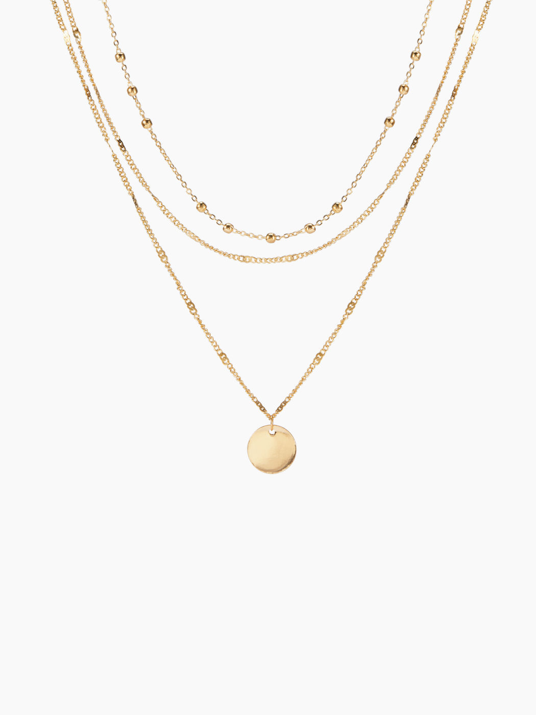 ROUND BEADED PENDANT LAYERED NECKLACE