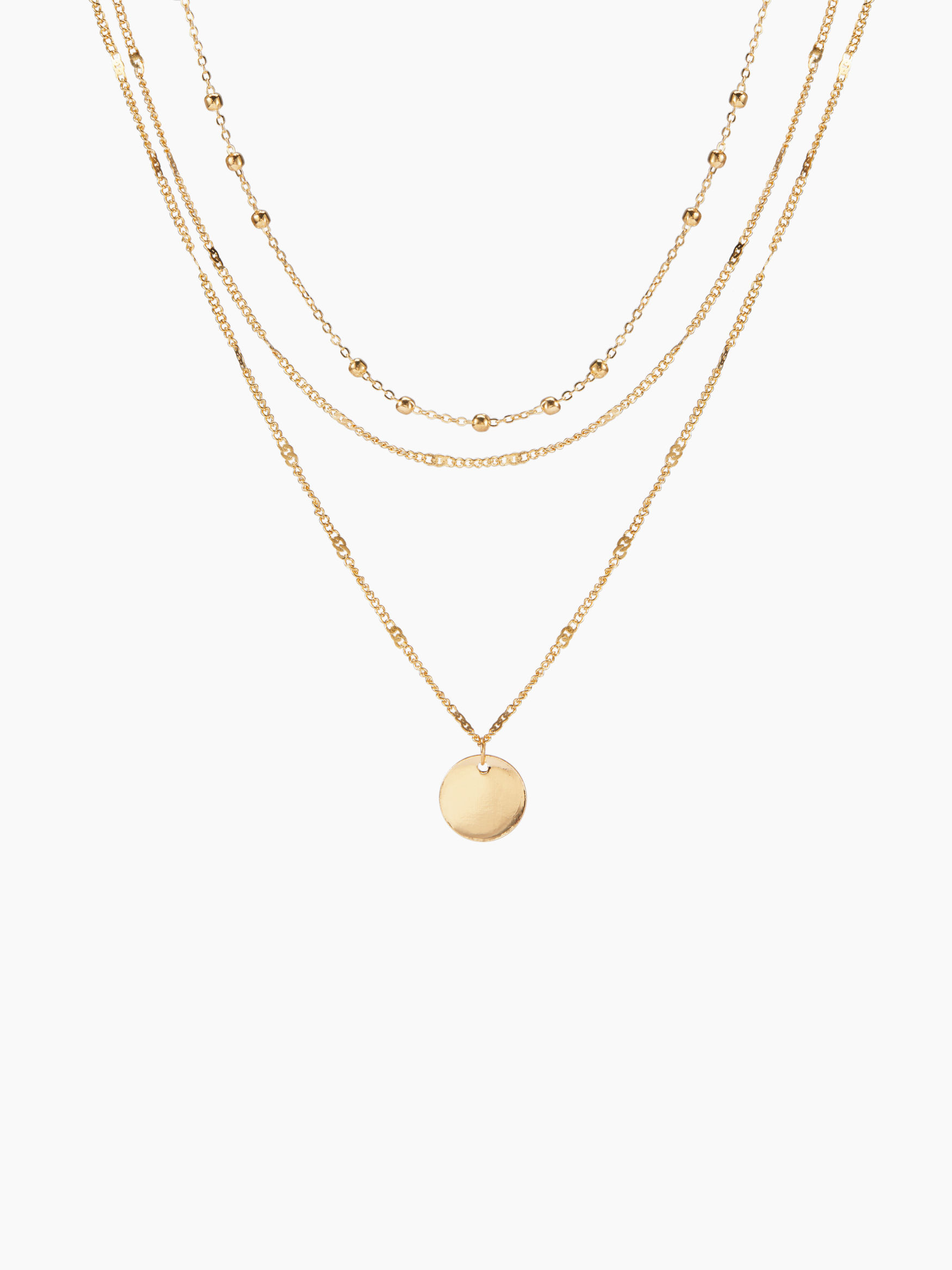ROUND BEADED PENDANT LAYERED NECKLACE