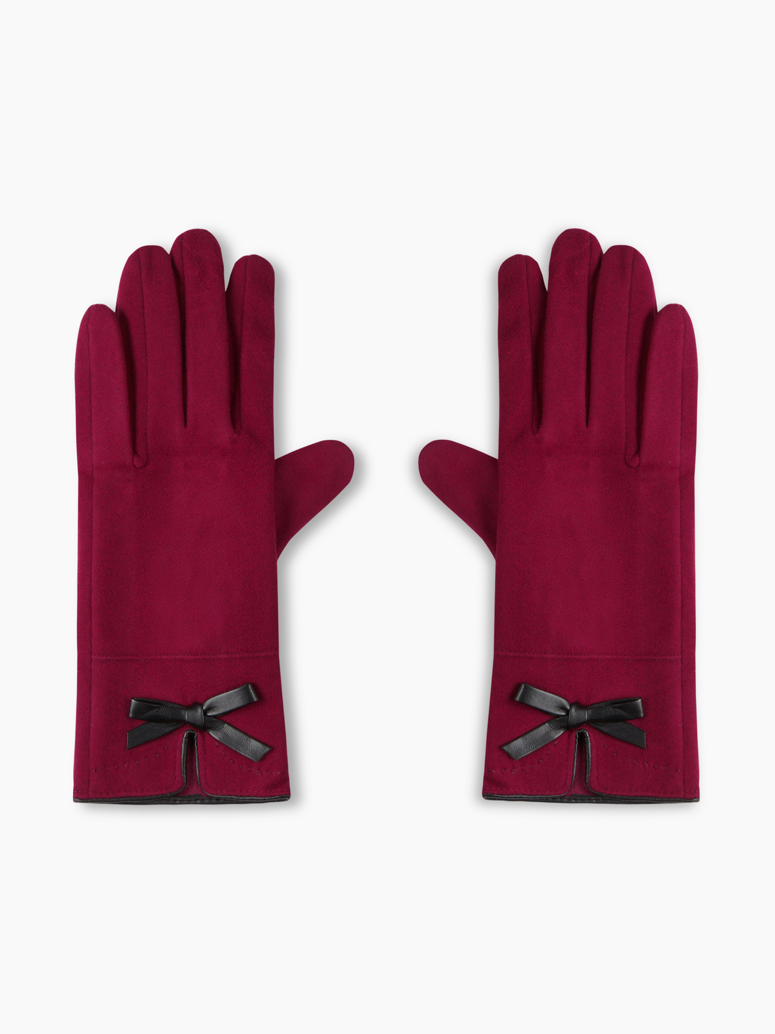 BOWKNOT DECOR FAUX SUEDE GLOVES