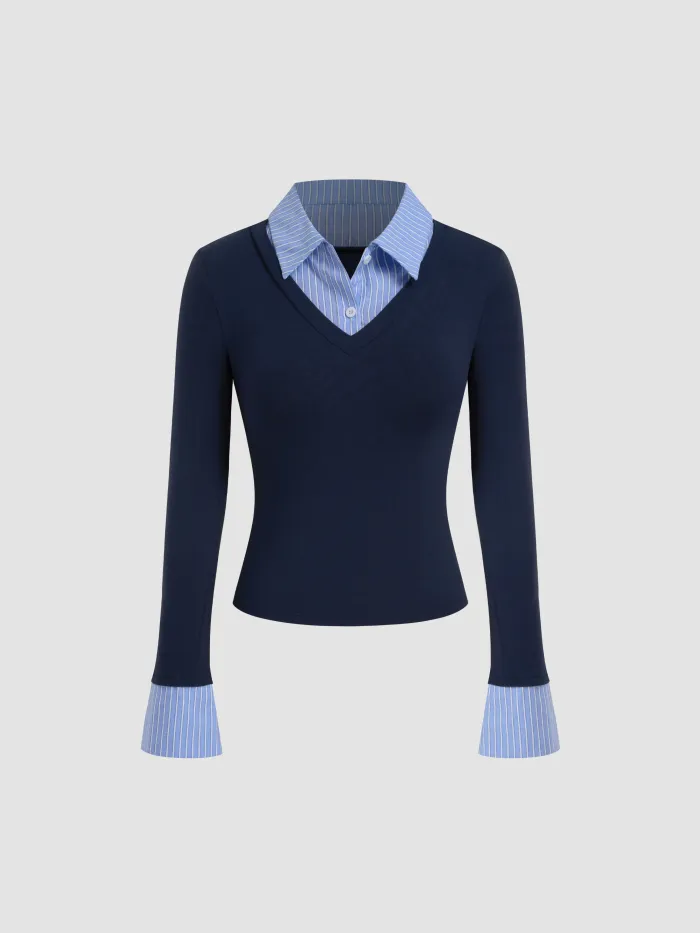 Denim Collar Cinched Waist Jacket