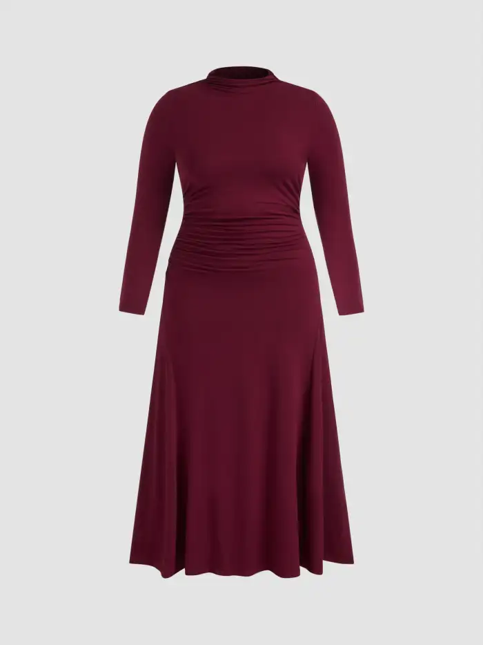 chinese dress ladies Kiyonna Plus Size Kelsey Long Sleeve Maxi Dress - Black Noir
