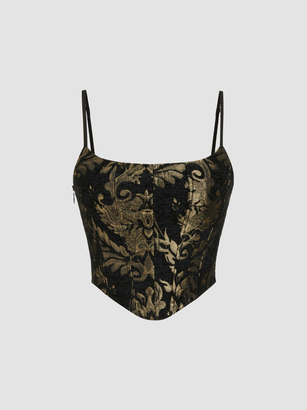 Jacquard Floral Tie Back Corset Crop Cami Top
