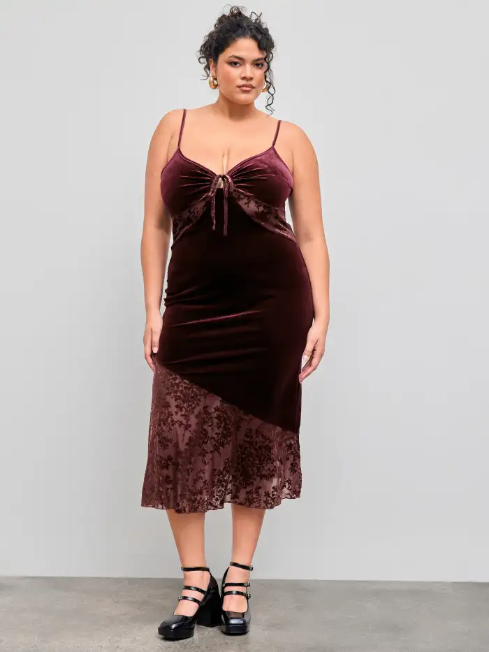 holiday plus size velvet dress Cara Velvet Wrap Gown main image 0