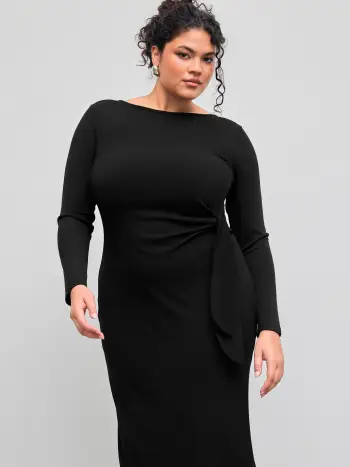 Scollo rotondo Solido annodato Midi Dress Curve & Plus