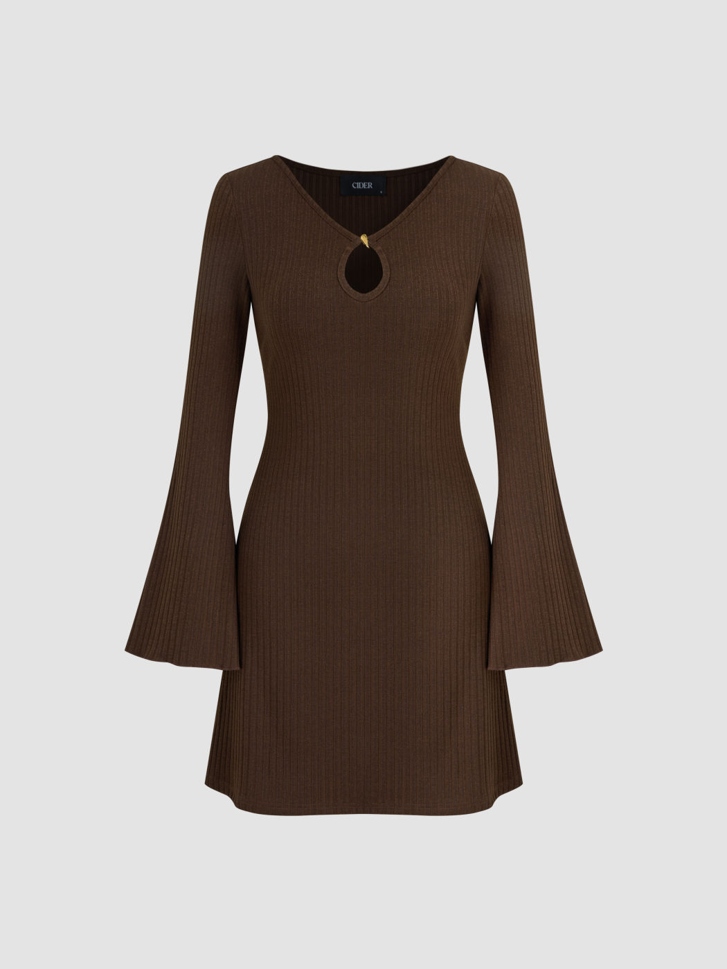 V-neck Cut Out Bell Sleeve Mini Dress
