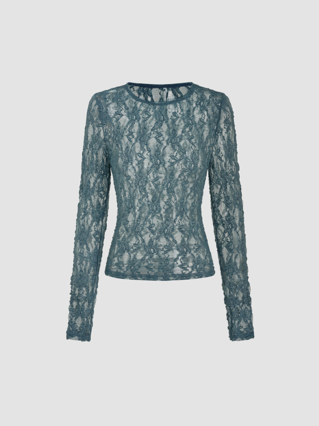 Lace Round Neckline See-through Top