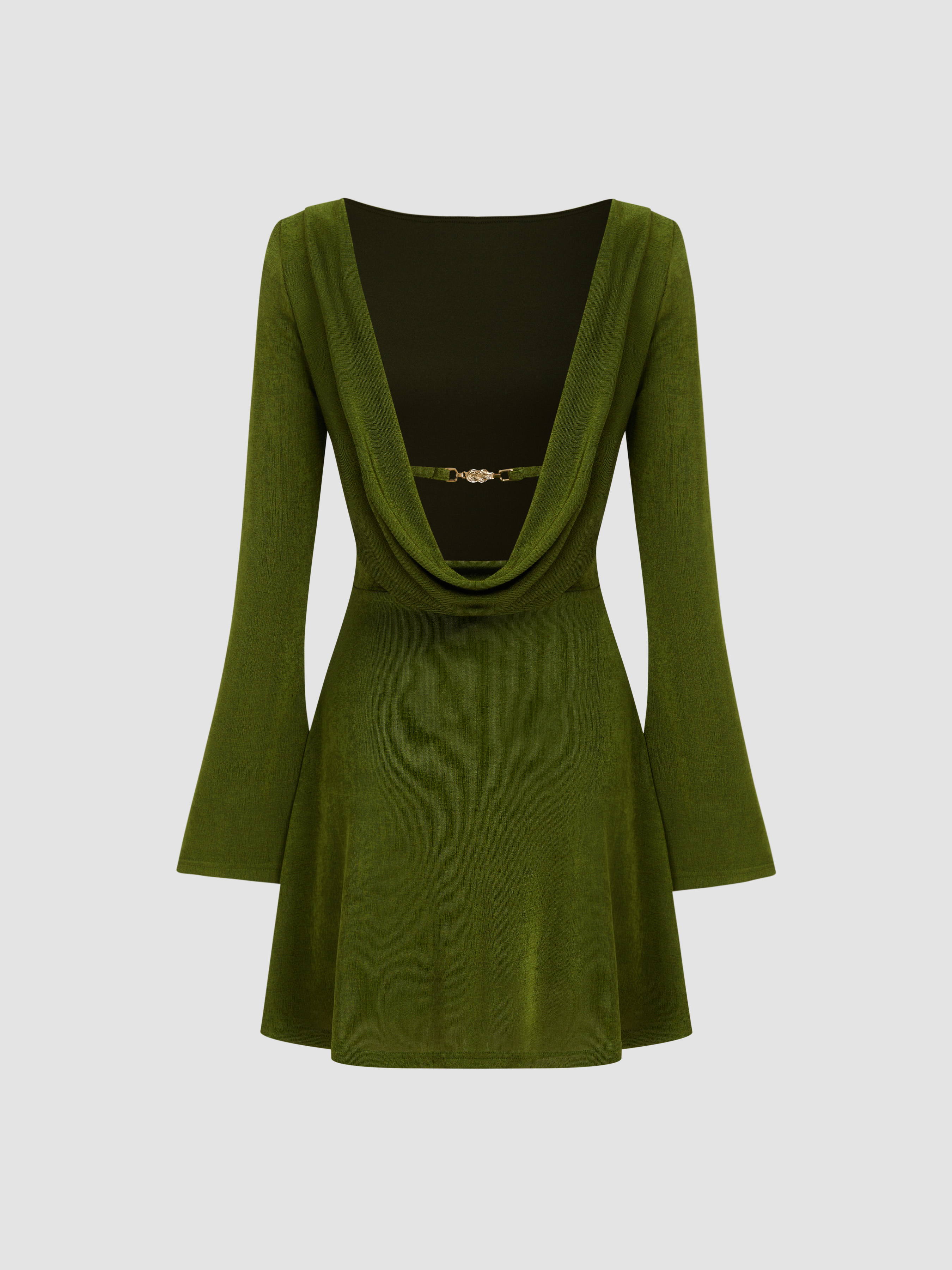 Tricot Boat Neck Solid Backless Mini Dress For Rencard