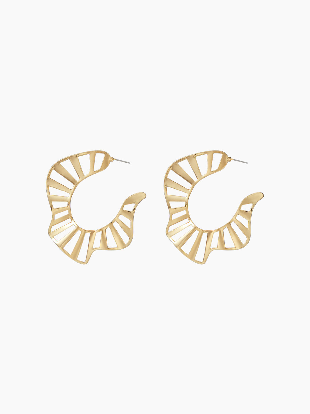GEOMETRIC STRIPE RUFFLE HOOP EARRINGS