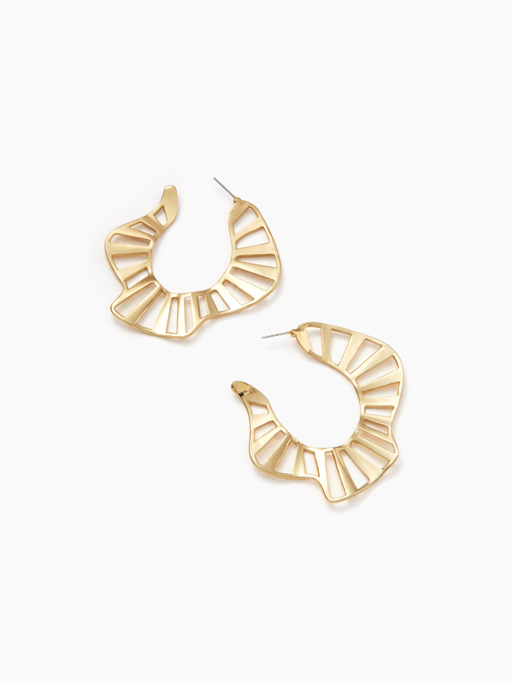 GEOMETRIC STRIPE RUFFLE HOOP EARRINGS