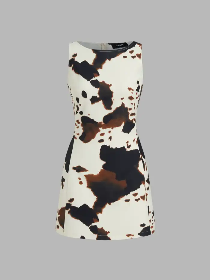 Denim Mid Waist Leopard Wide Leg Pants