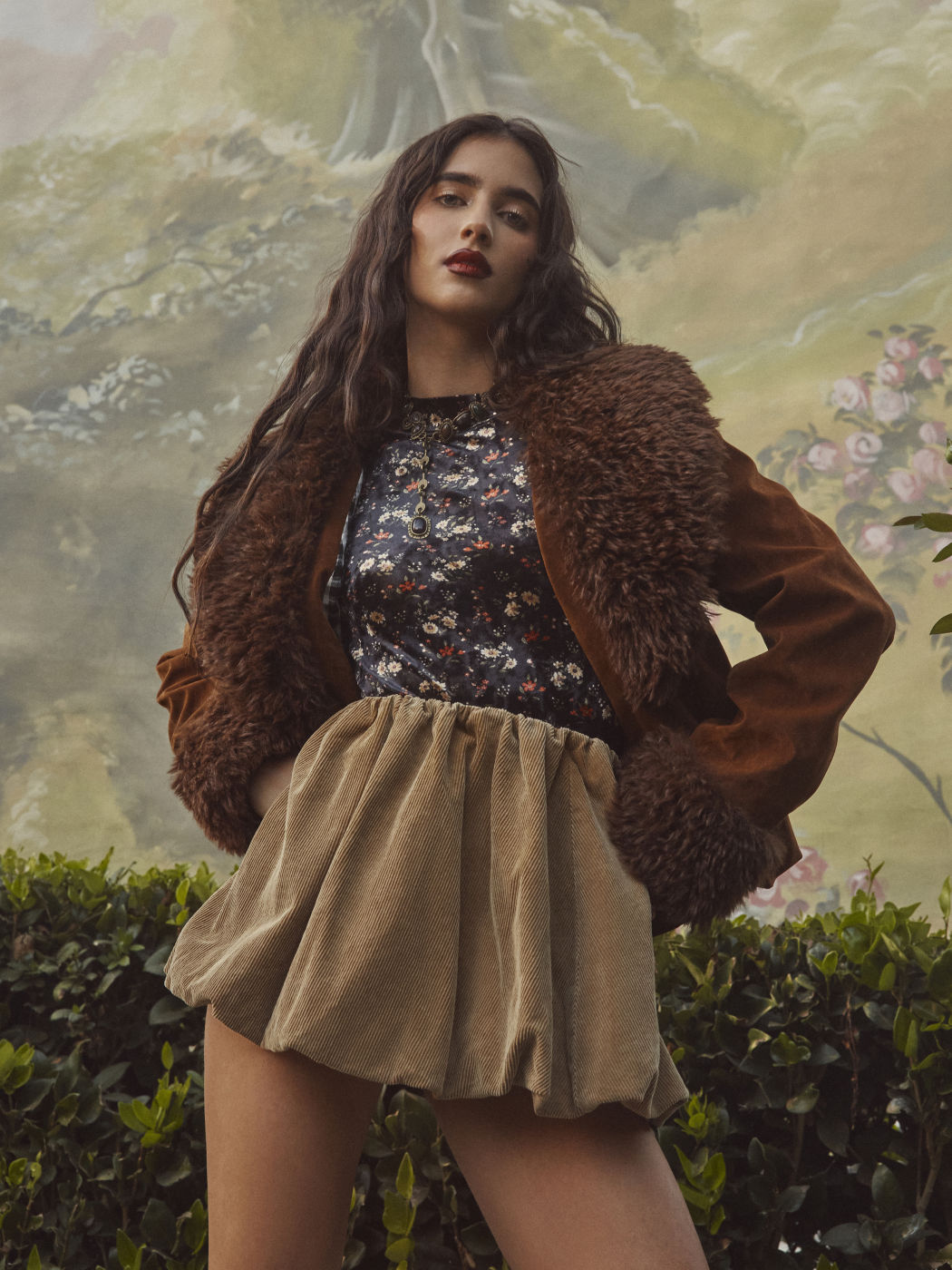 Washed Corduroy Mid Rise Bubble Hem Mini Skirt