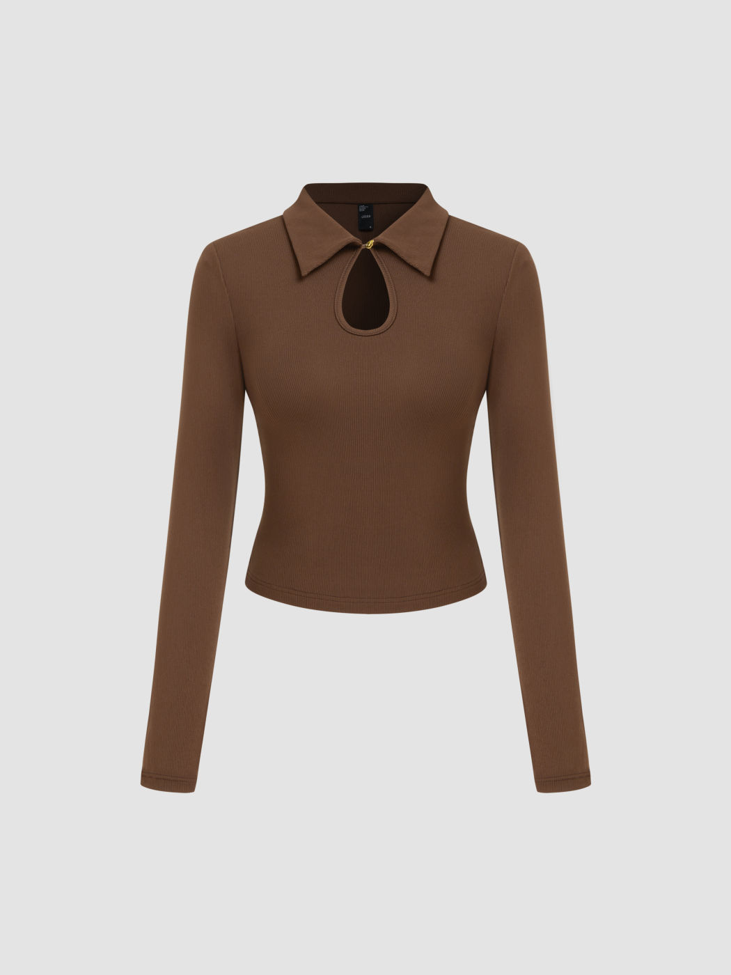 Collar Cut Out Long Sleeve Top