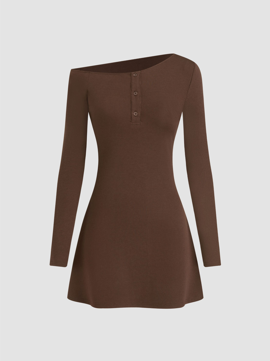 Asymmetrisches Neck Solid Minikleid