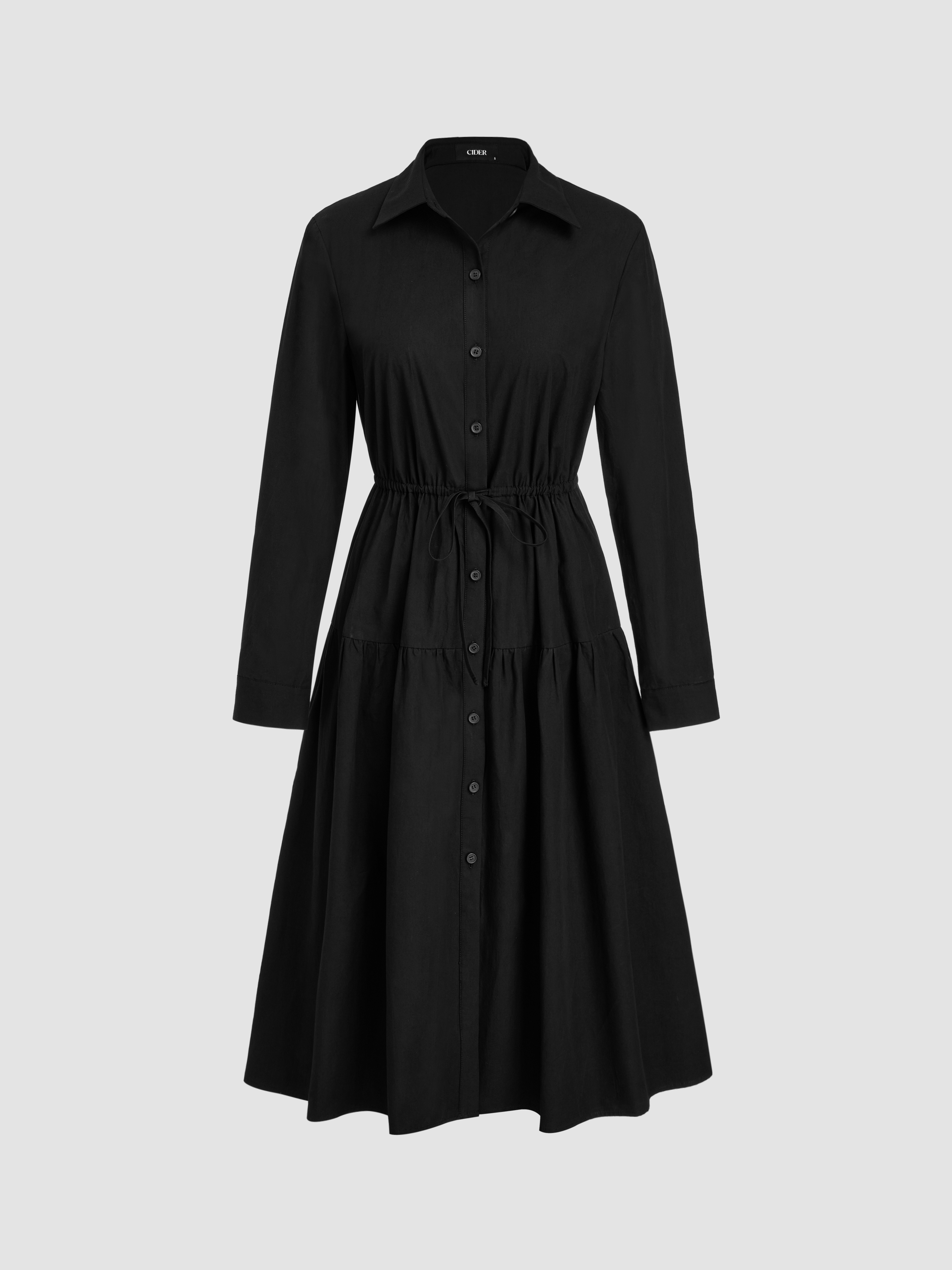 Cider◆コットン混◆ストライプ◆シャーリング◆シャツ◆ドレス GIUNON（ジウノン）の「stripe shirring dress / ストライプ
