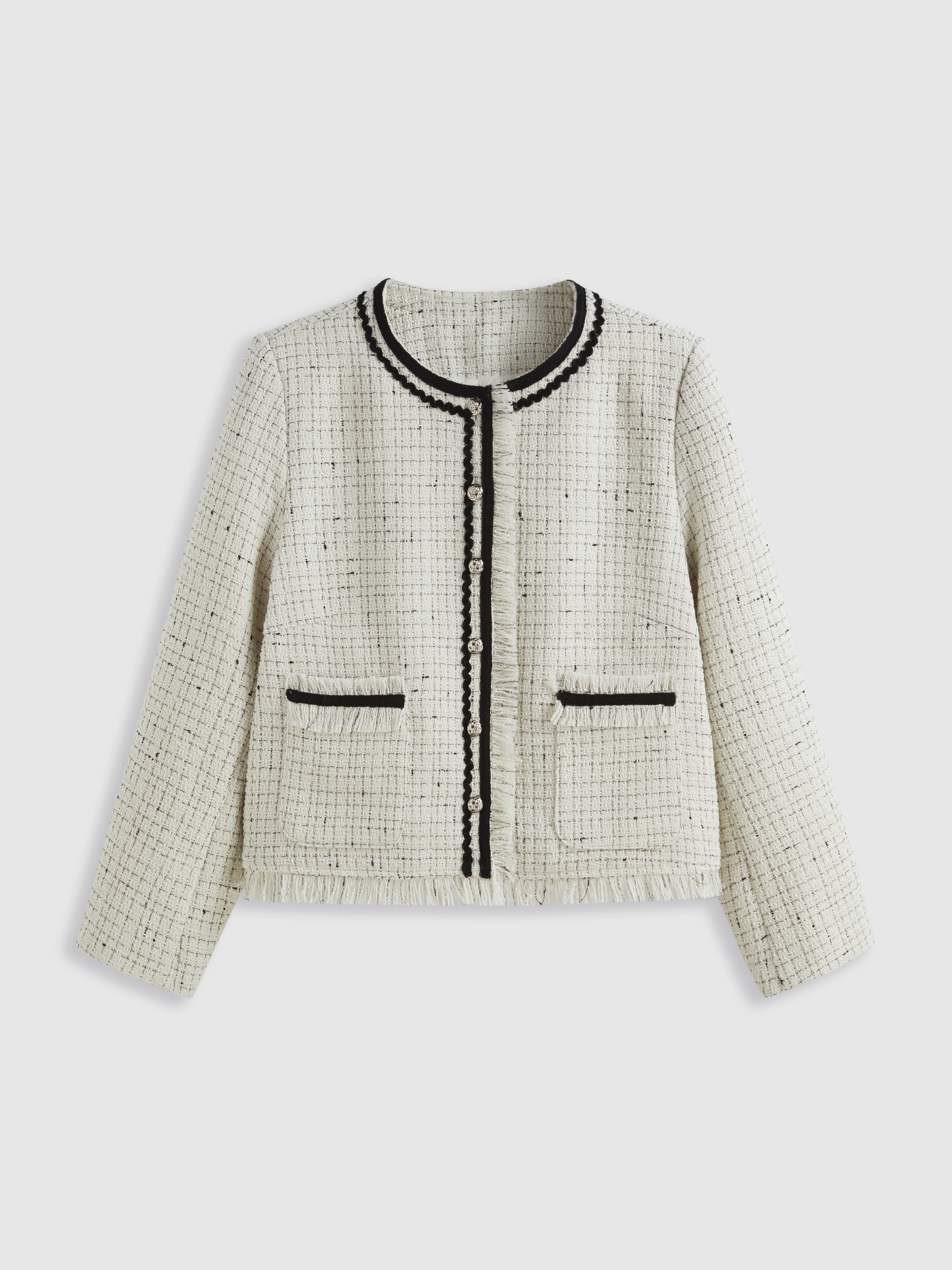 【4月中まで出品】acka fringe tweed jacket Mixed Tweed Fringe Jacket | Chico's