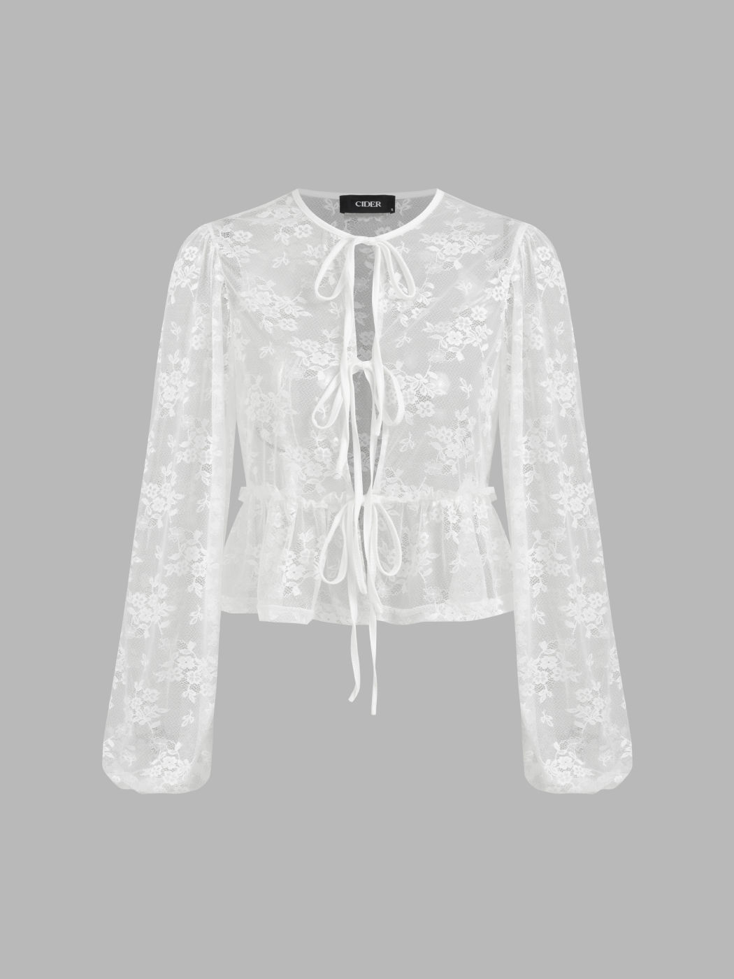 Spitzen-Transparent Bindevorderseite Oversize Bluse