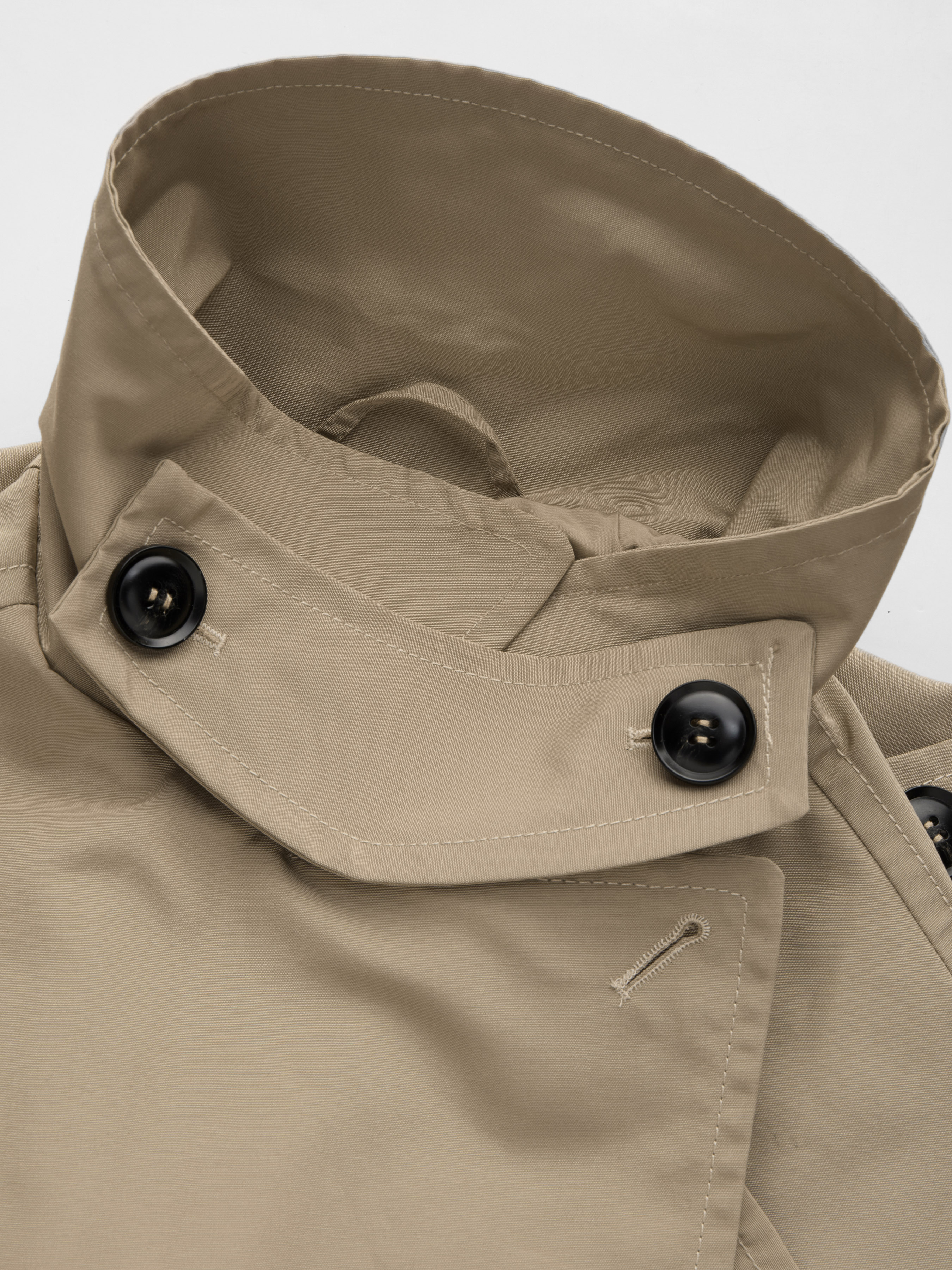 Woven Collar Double Breasted Trench Coat With Belt For Work