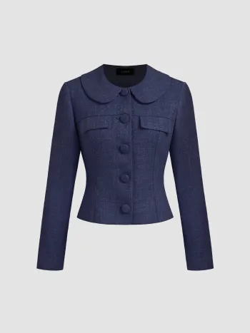 Tweed Doll Collar Button Jacket
