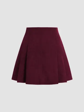 Cord Mid Rise Falten Minirock