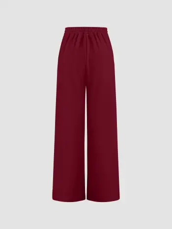 Pantaloni a gamba larga con coulisse e tasche a vita media Petite