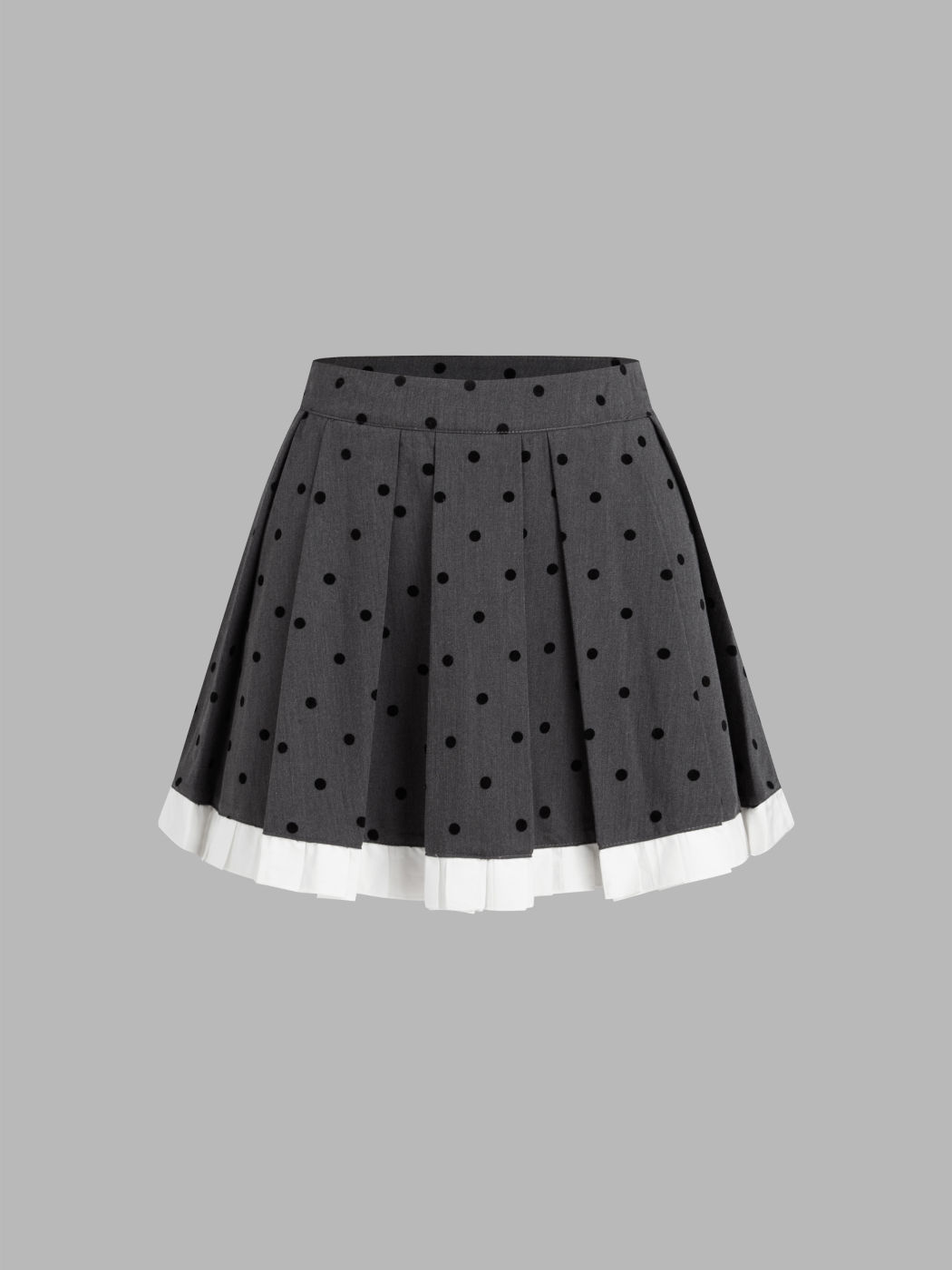 Mid Rise Polka Dot Pleated Mini Skirt