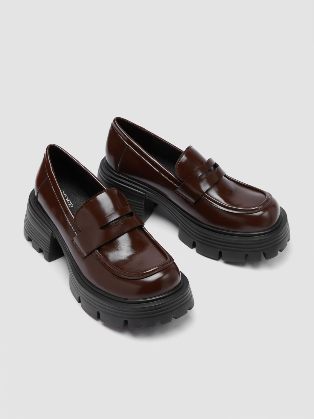 Runde Zehen Chunky Heel Kunstleder Loafers