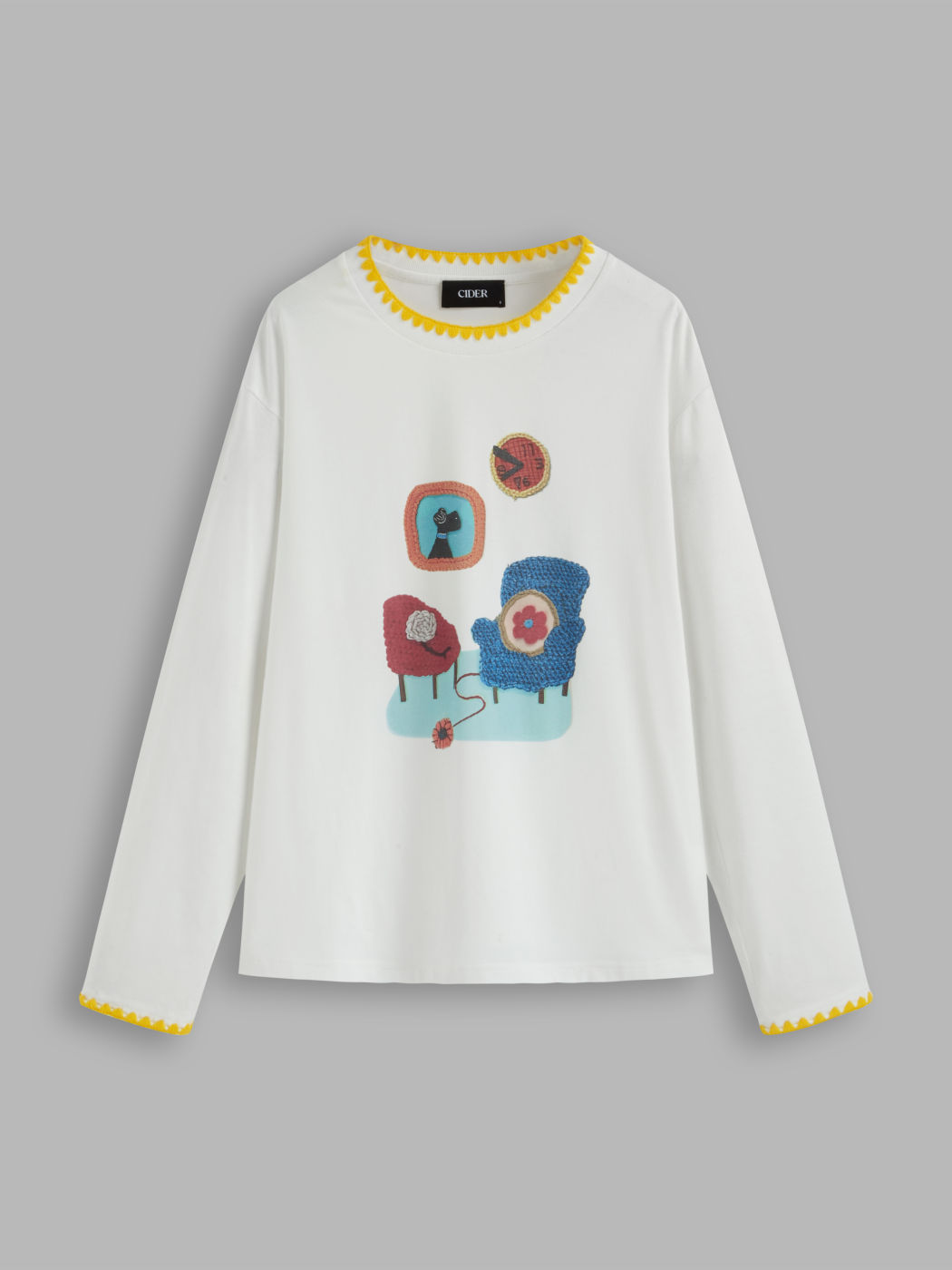 Cotton-blend Graphic Oversized Long Sleeve Tee