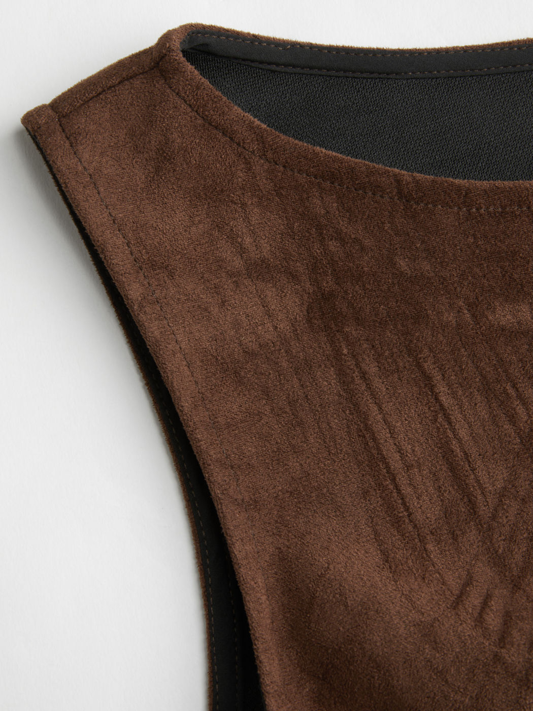 Wildleder Boot-Ausschnitt Rüschen Minikleid