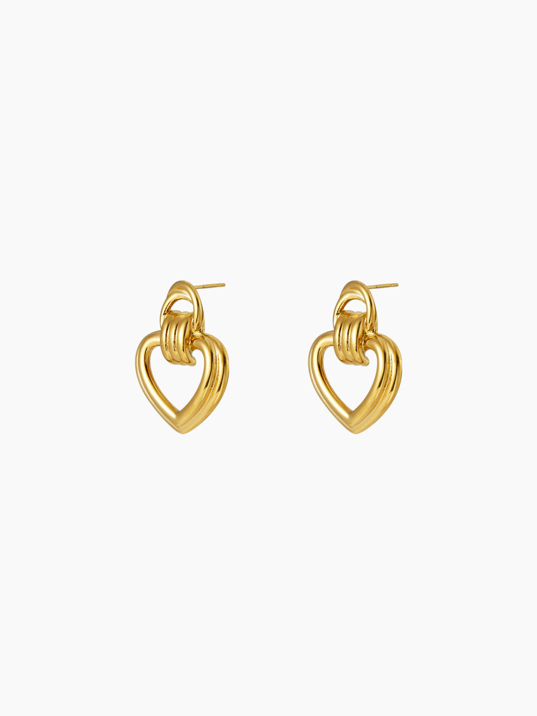 HEART & KNOT 18K GOLD PLATED STAINLESS STEEL STUD EARRING