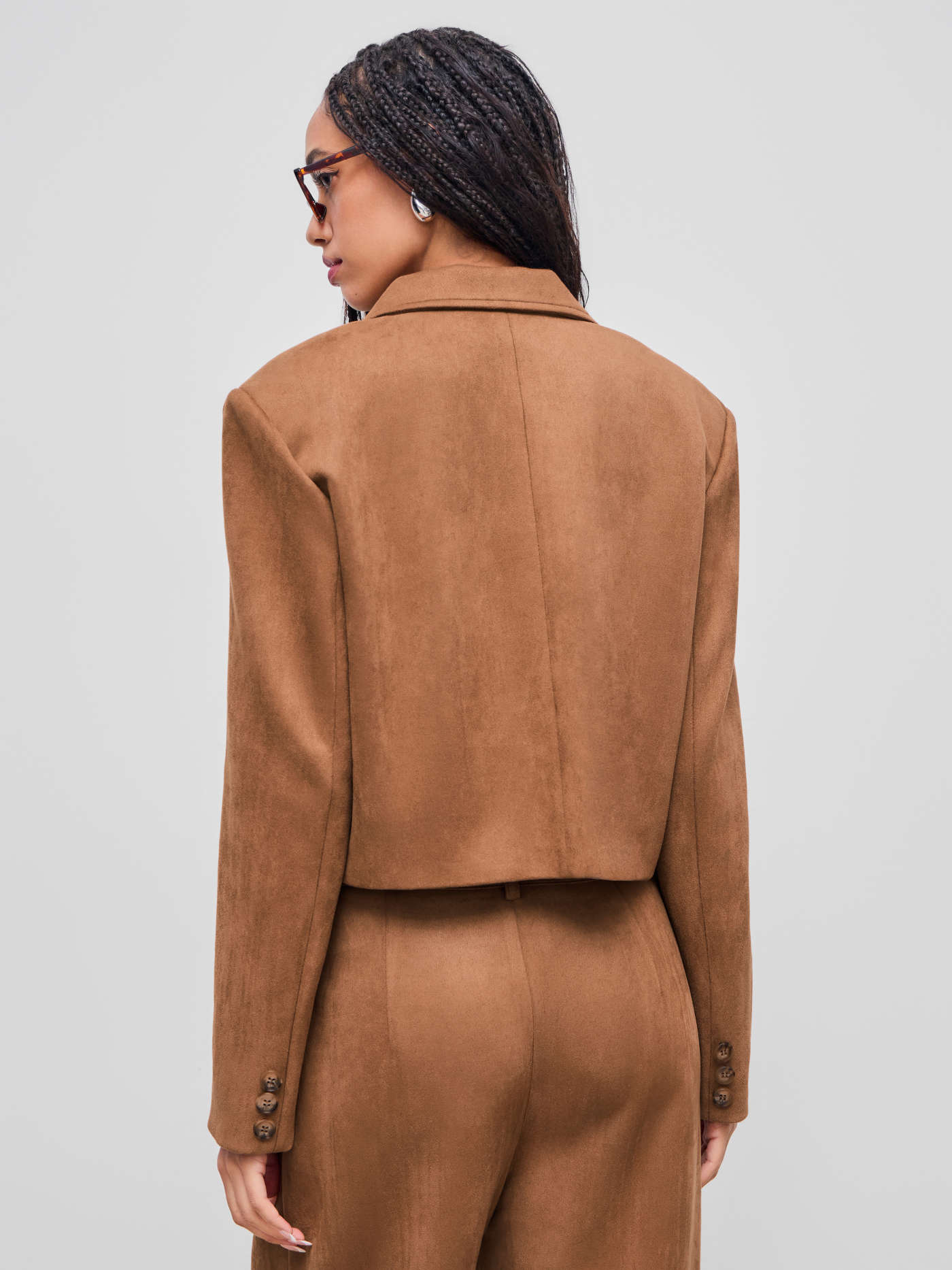 Suede Suede Notched Collar Blazer For Work