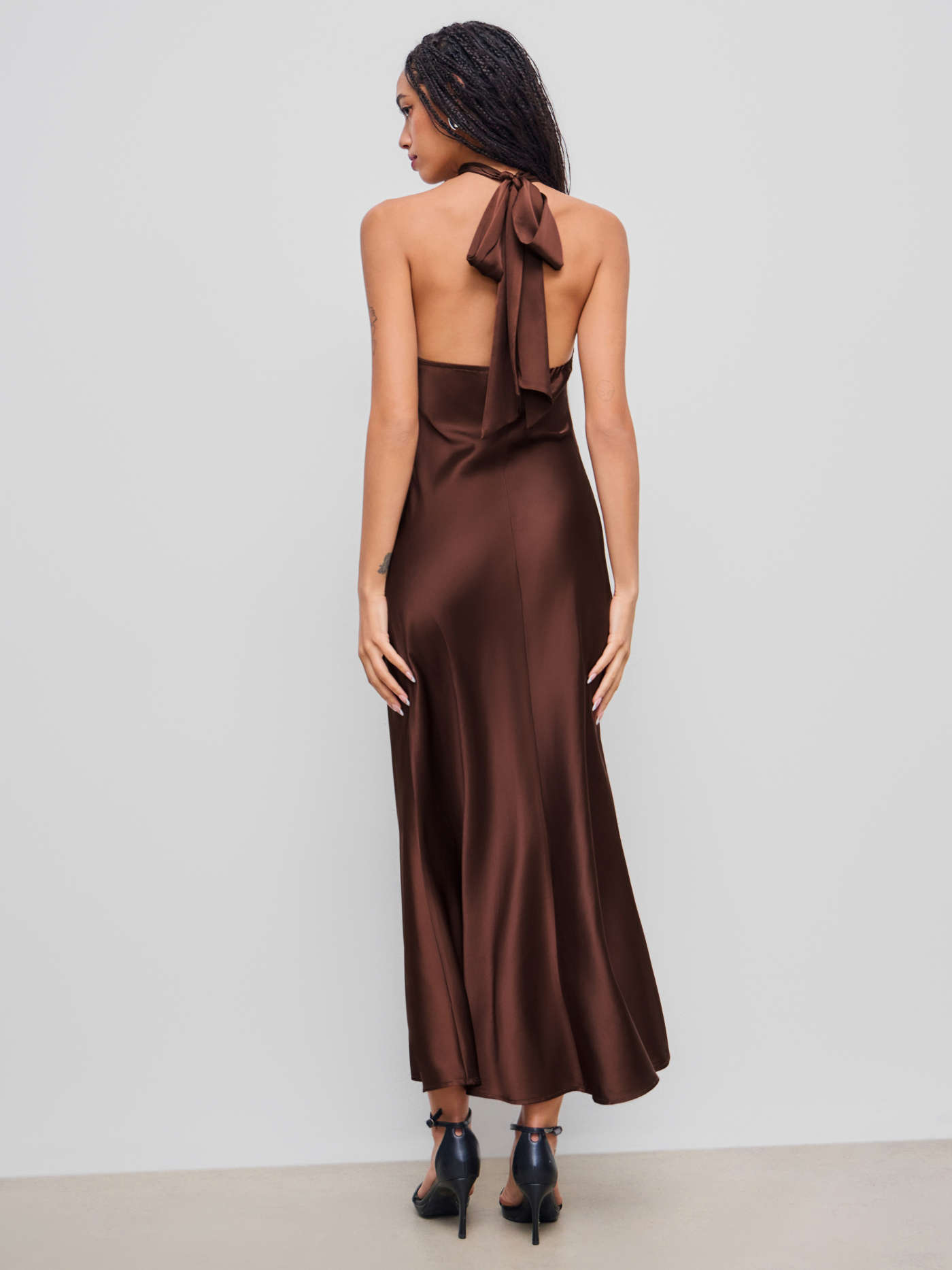 Summer Vacation Dresses Night Out Satin Satin Halter Neckline Backless Maxi Dress For Party/Clubbing