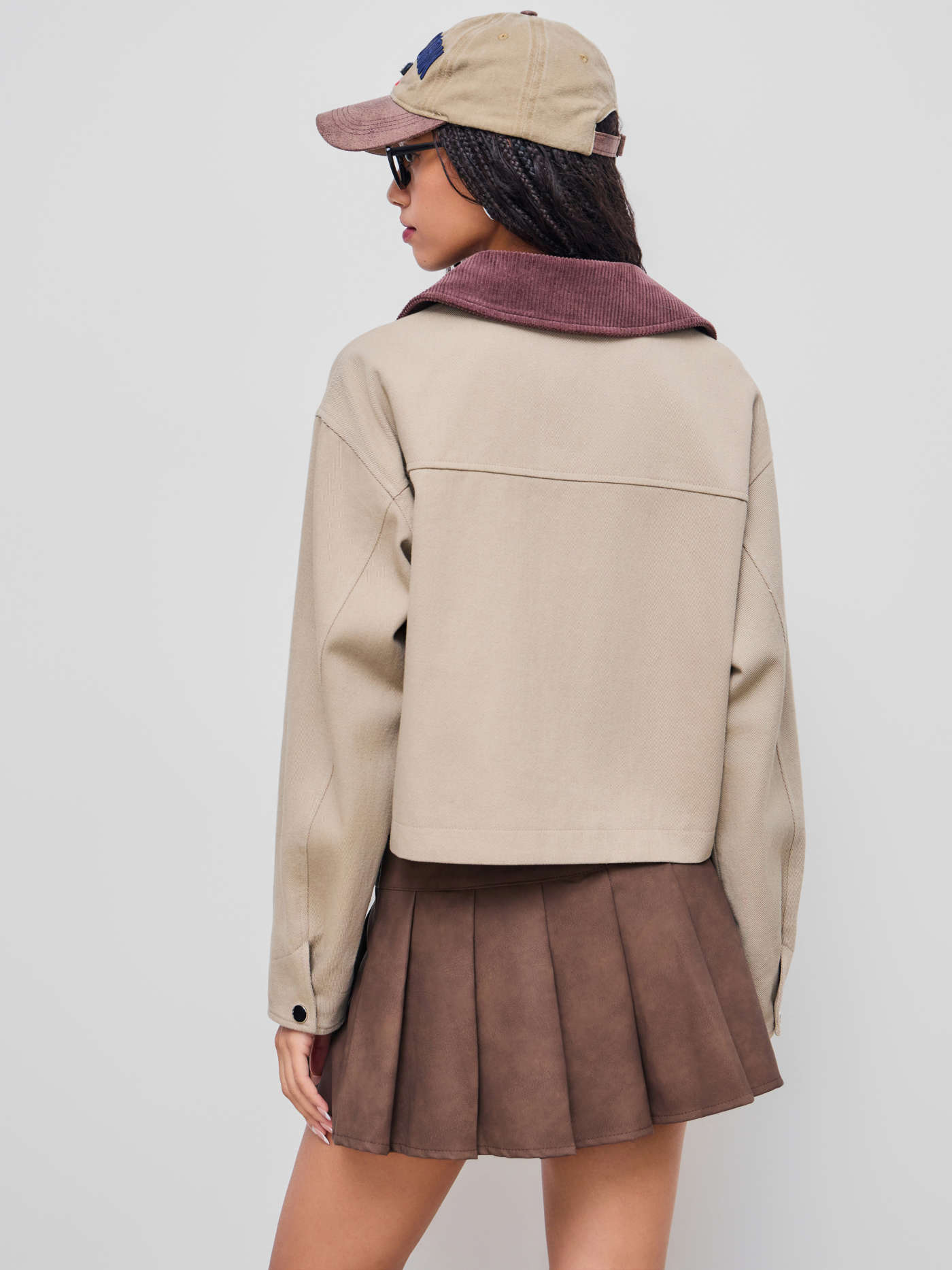 100% Cotton Collar Zip Through Oversized Jacket