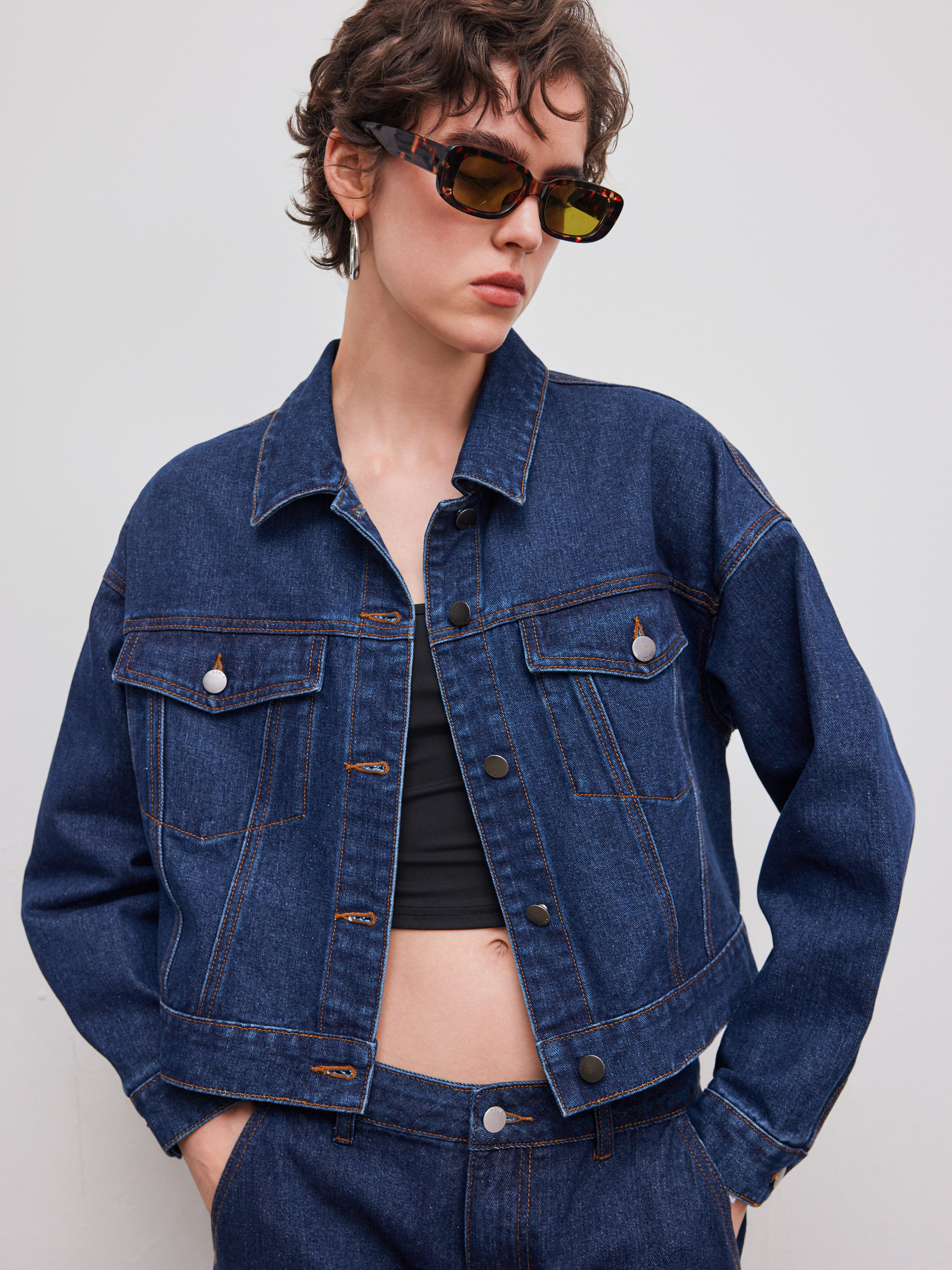 【Cider】フェード デニム カラー ボタン ジャケット Denim Jackets - Cider