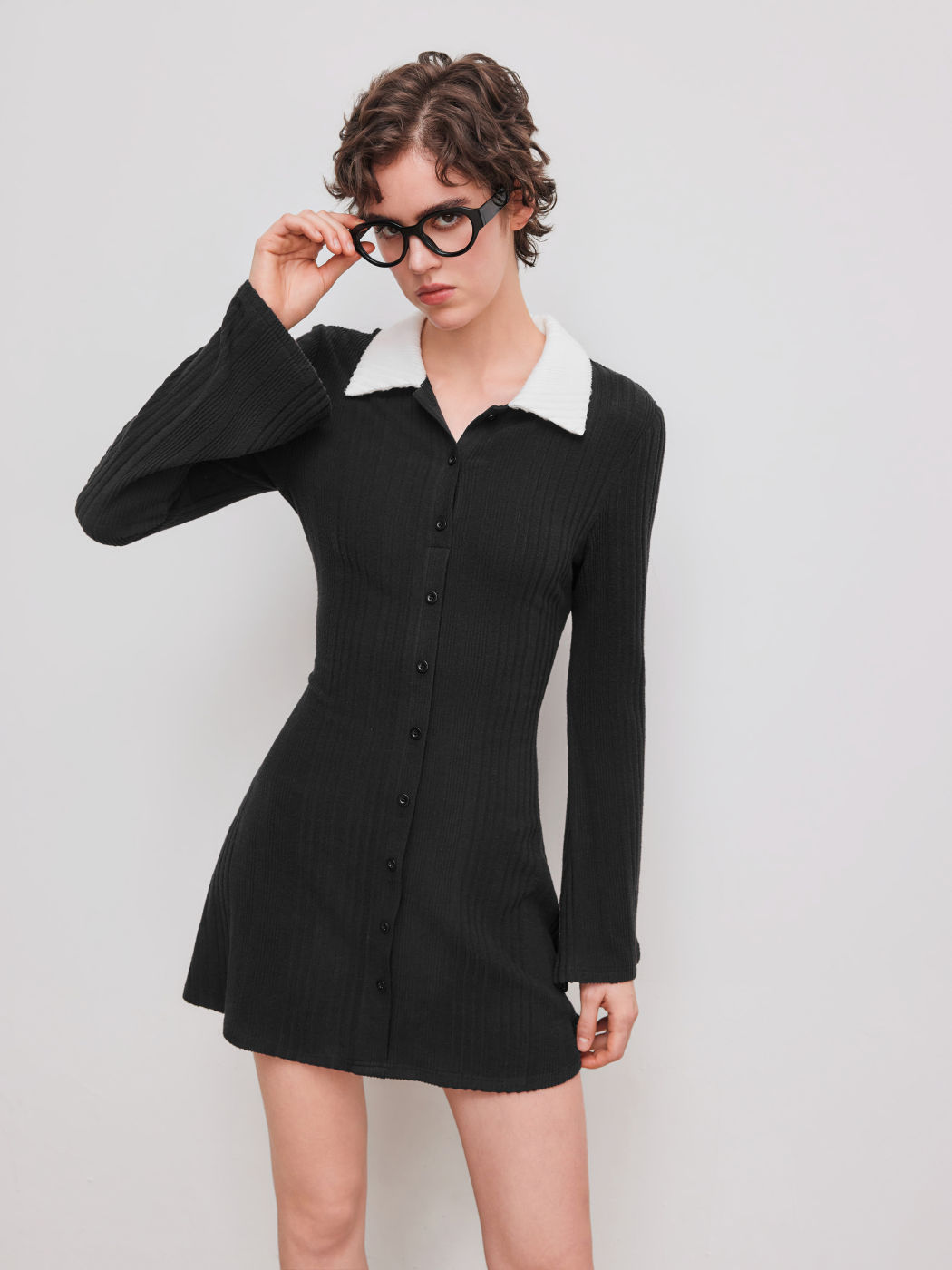 Collar Button Up Mini Dress