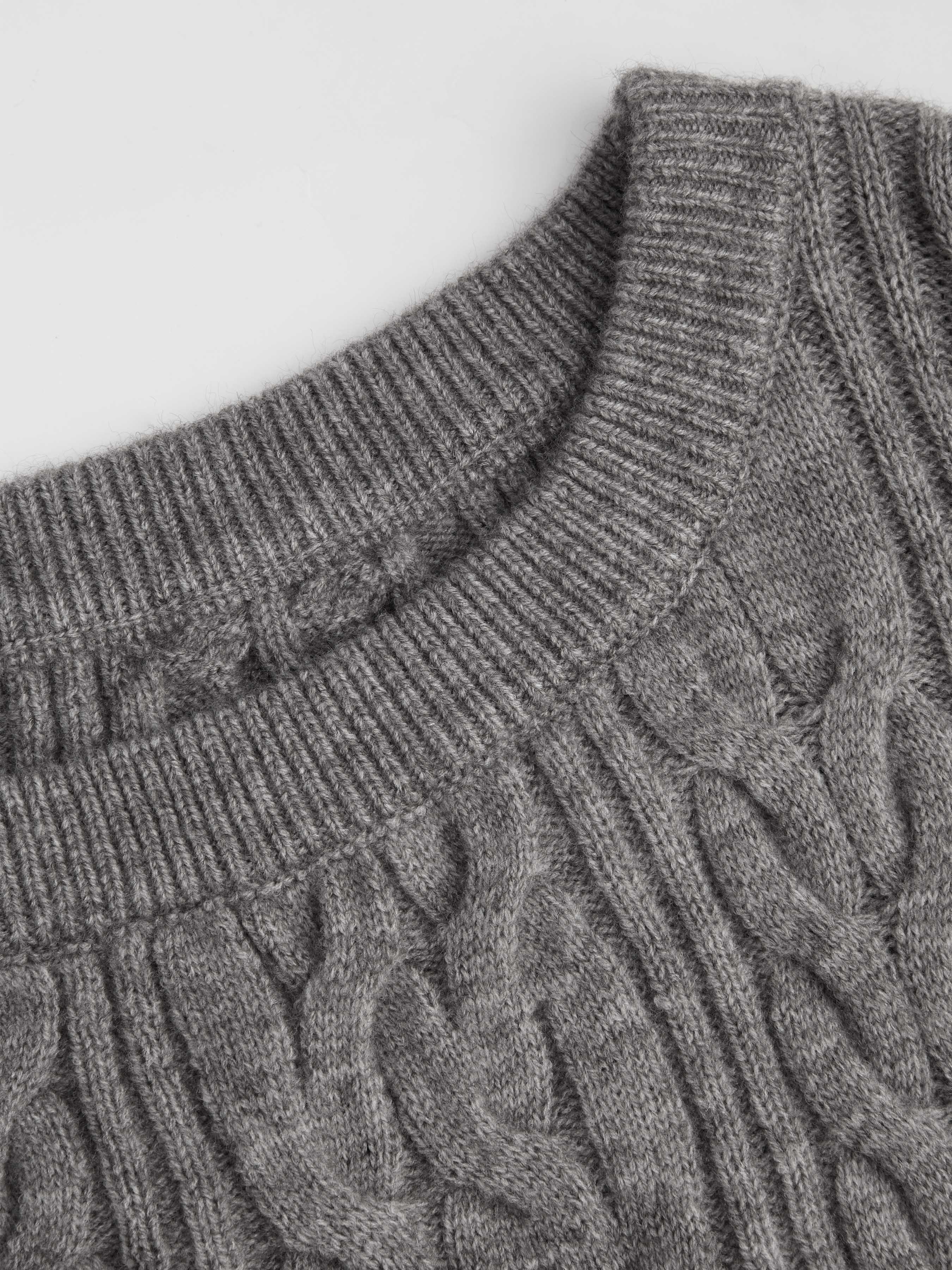 Knit Fabric Cable Knit Asymmetrical Neck Oversized Long Sleeve Top For Daily Casual