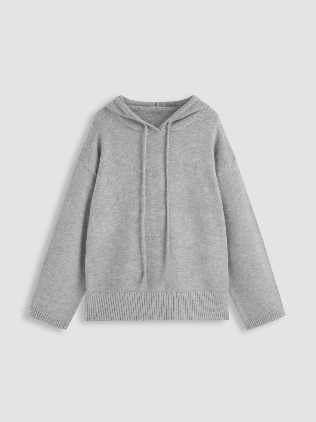 Knit Hooded Split Oversized Long Sleeve Top