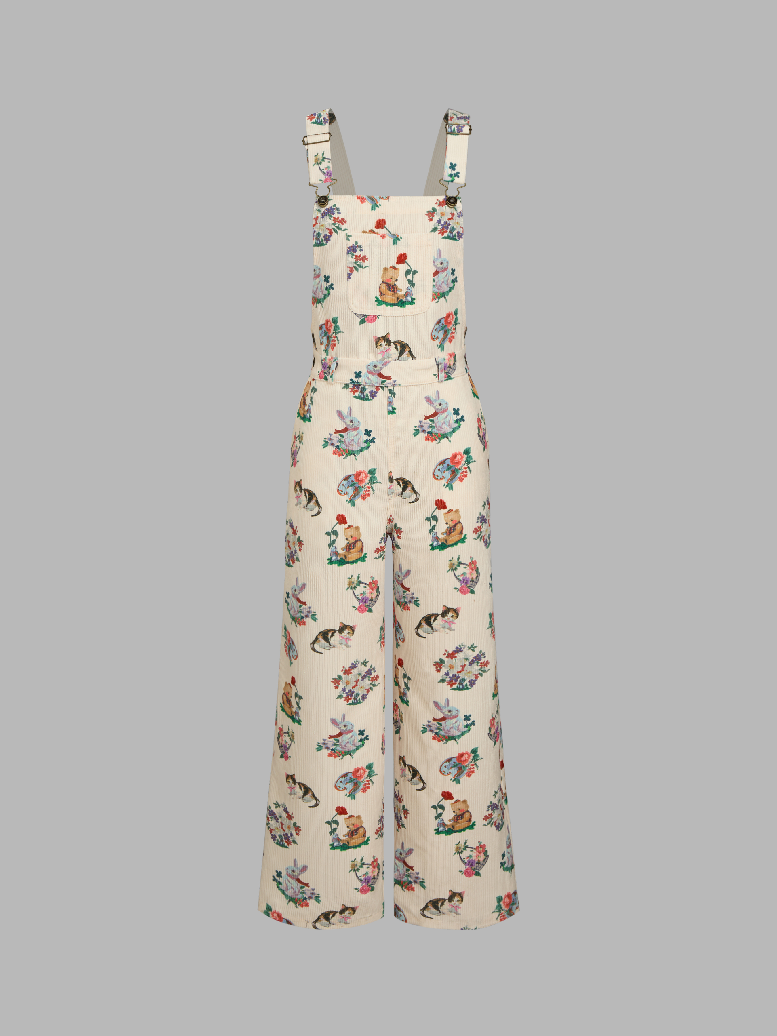 Corduroy Corduroy Square Neck Mushroom Zipper Jumpsuit For
